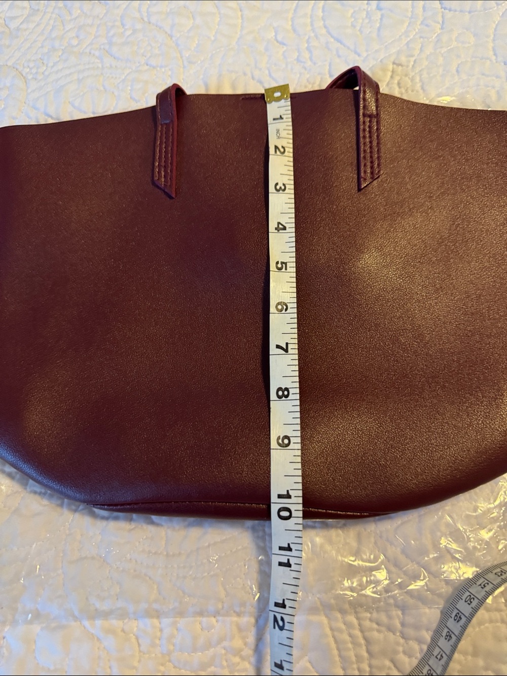 Women's Burgundy Tote Bag - Elegant Everyday Carry - Picture 5 of 5